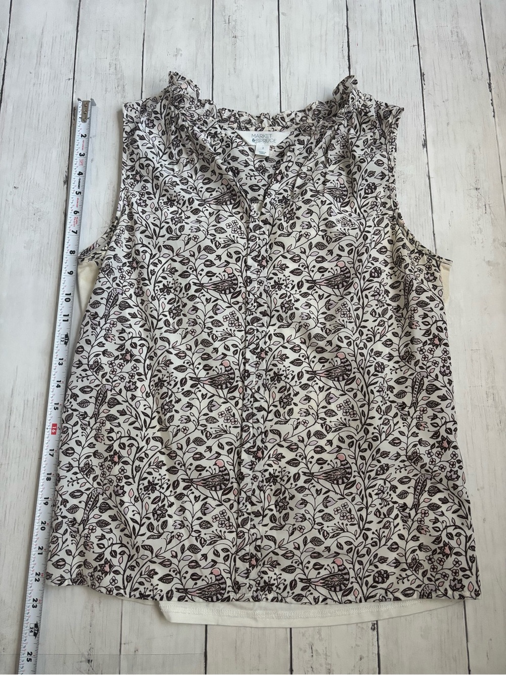 Market & Spruce Cream Sleeveless Bird-Print Camisole